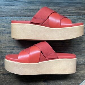 Lucky brand leather platform woven sandals. Size 7. Never worn. Nordstrom Rack.